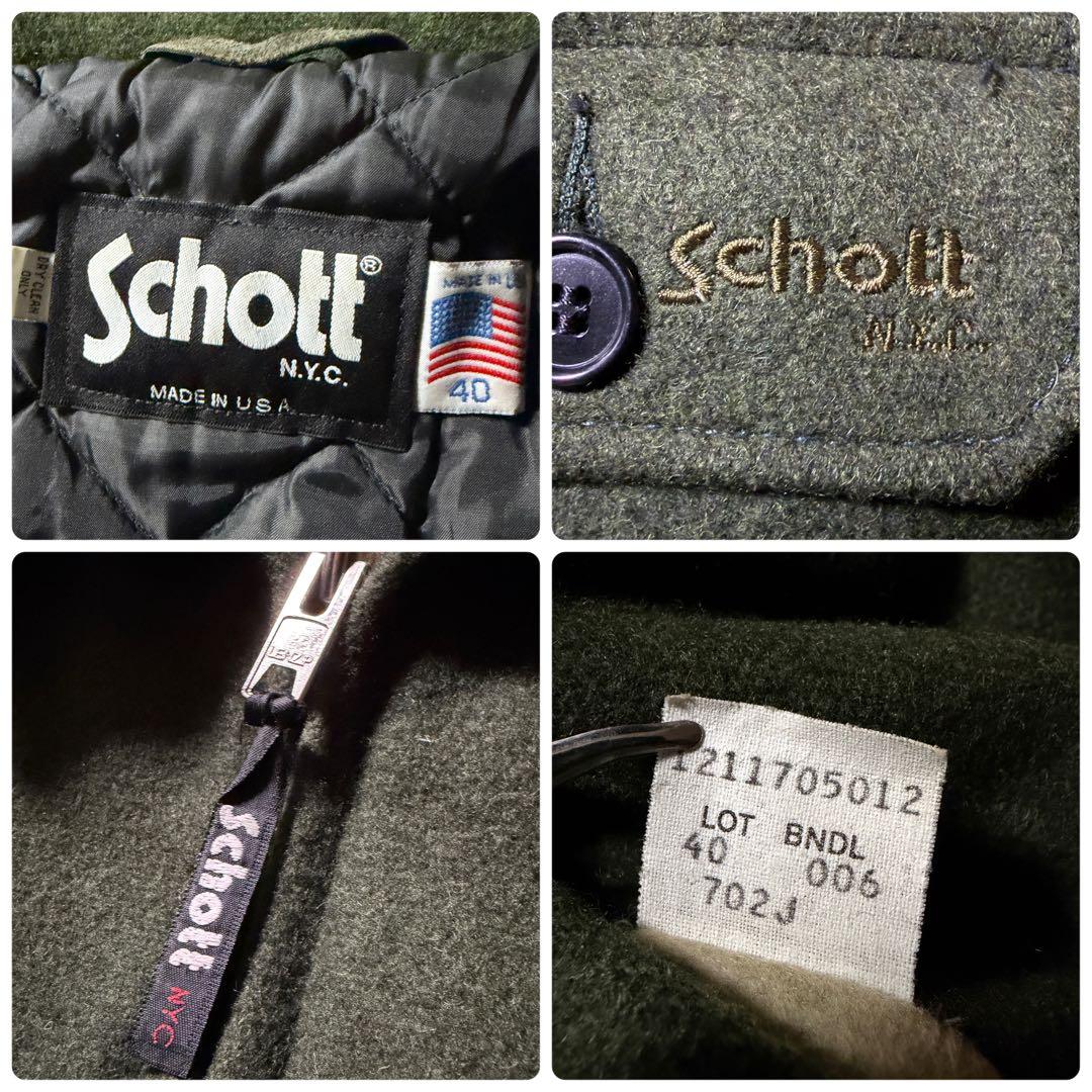 米国製】schott ウールコート グリーン 刺繍 ロゴ 720J 40 - メルカリ