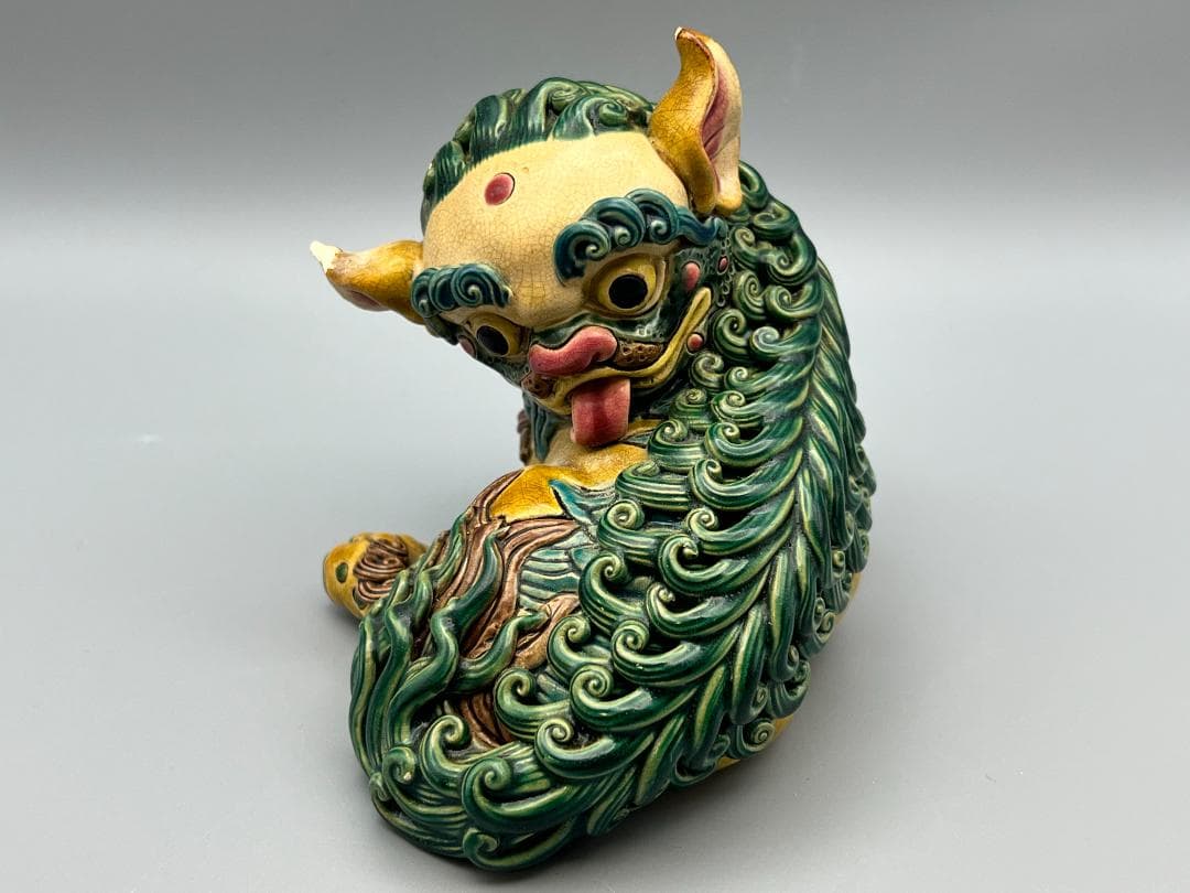 両獅子 置物 智盧 陶光 林智信 交趾焼 陶磁器 台湾交趾