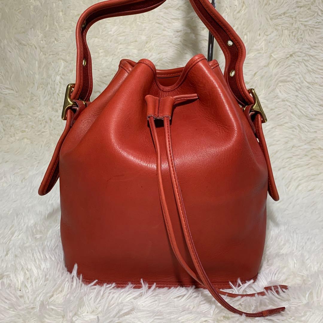 オールドコーチ ショルダーバッグ 9952 巾着型 レッド レザー 本革 COACH（コーチ） オールドコーチ ヴィンテージ USA製 9952 ショルダー