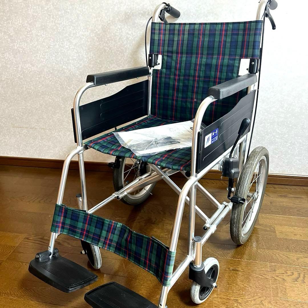 ミキ MiKi 介助型車椅子 折りたたみ MPCN-46JDグリーンチェック柄