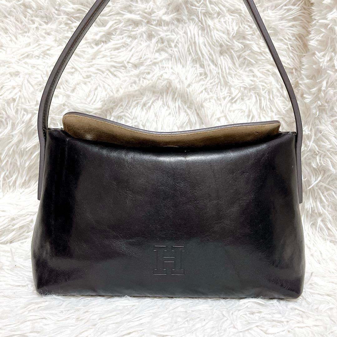 【美品】HIROFU ヒロフ ベリーナ ワンショルダーバッグ ブラック レザー ベリーナ】レザーハンドバッグ S 本革 ミニバッグ フォーマルバッグ