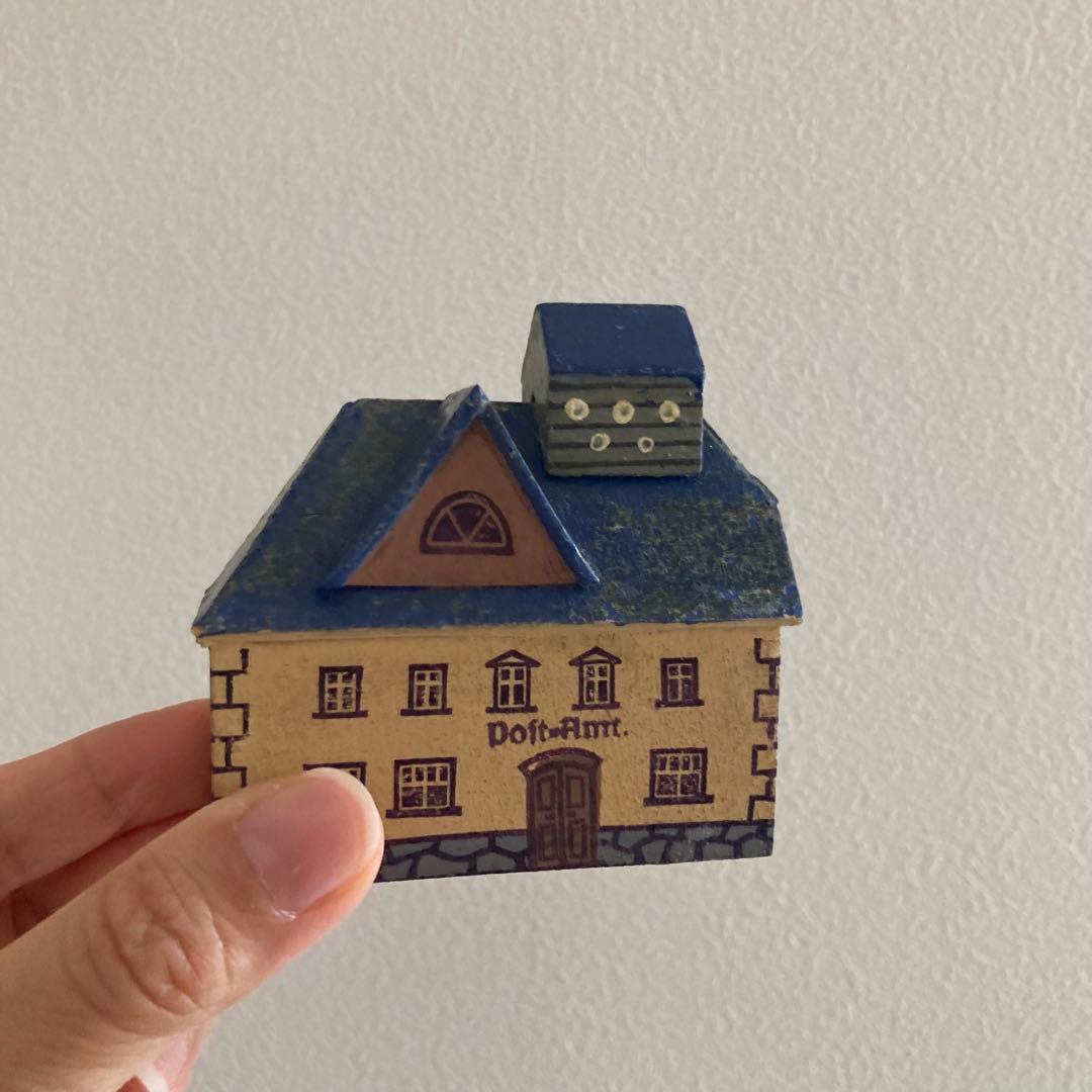 WF-35 ドイツアンティークミニチュア小さな小さな木製馬車＆素敵な建物