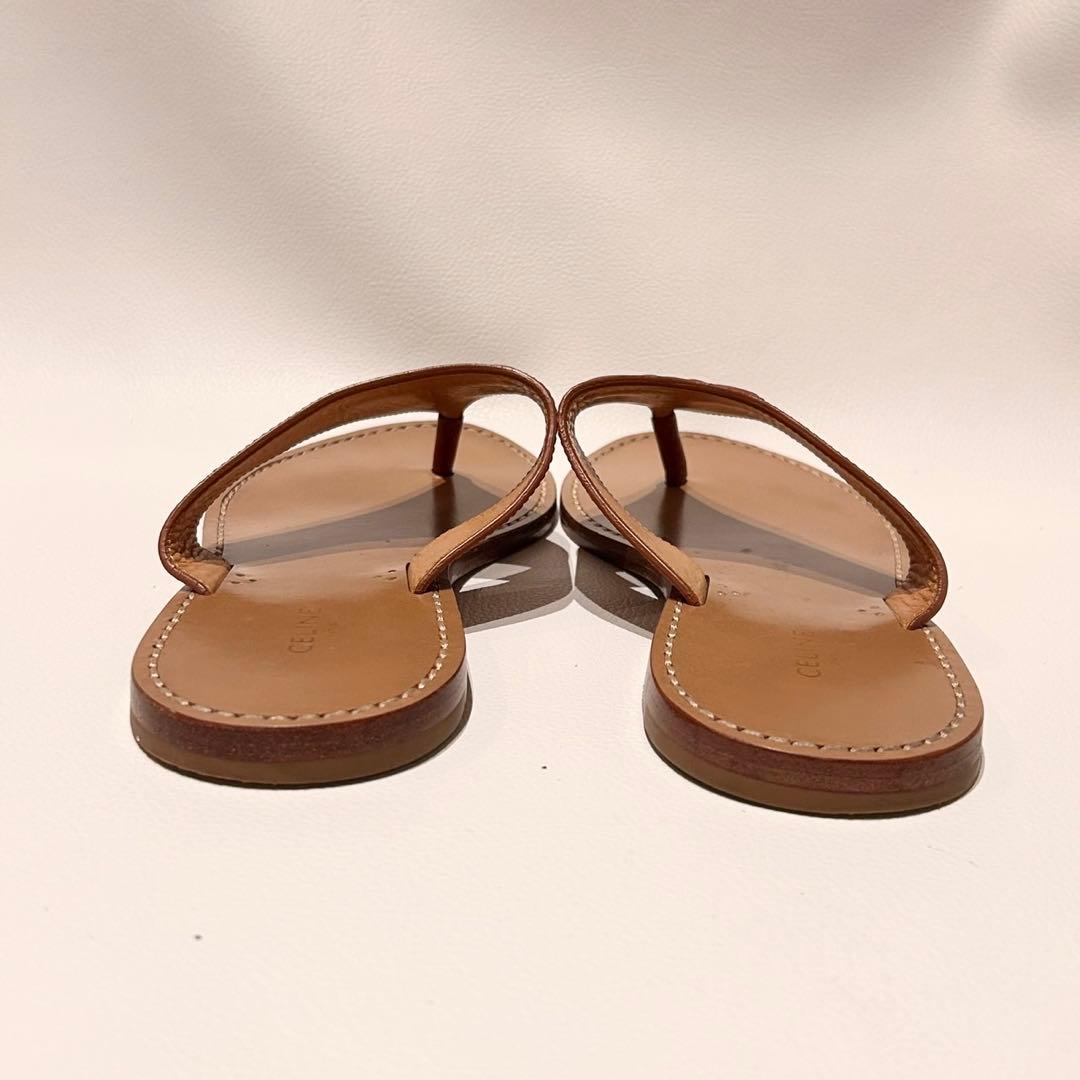 CELINE セリーヌ トリオンフ レザー トングサンダル フラットサンダル