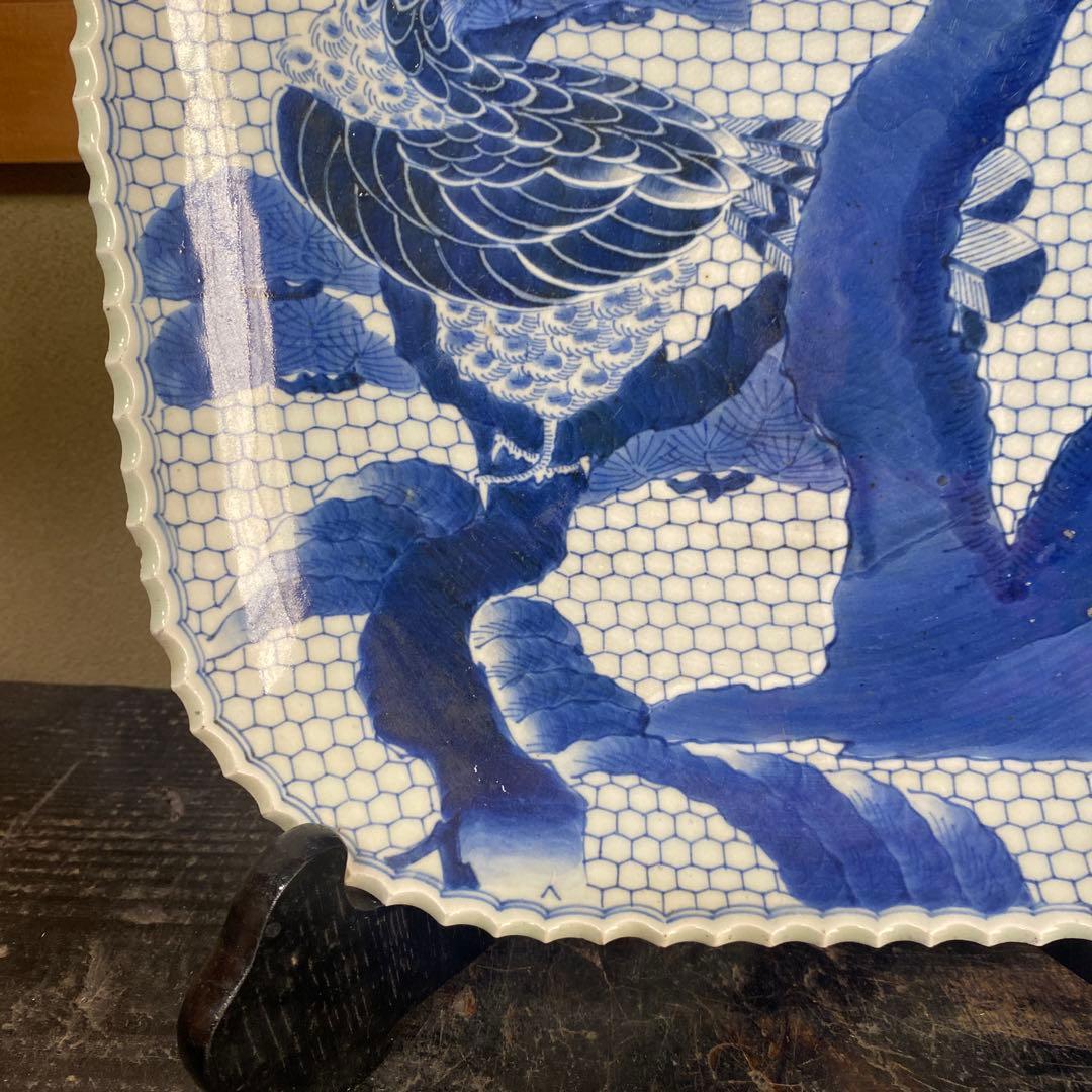 古伊万里江戸後期染付鷹狩り図大皿 - メルカリ