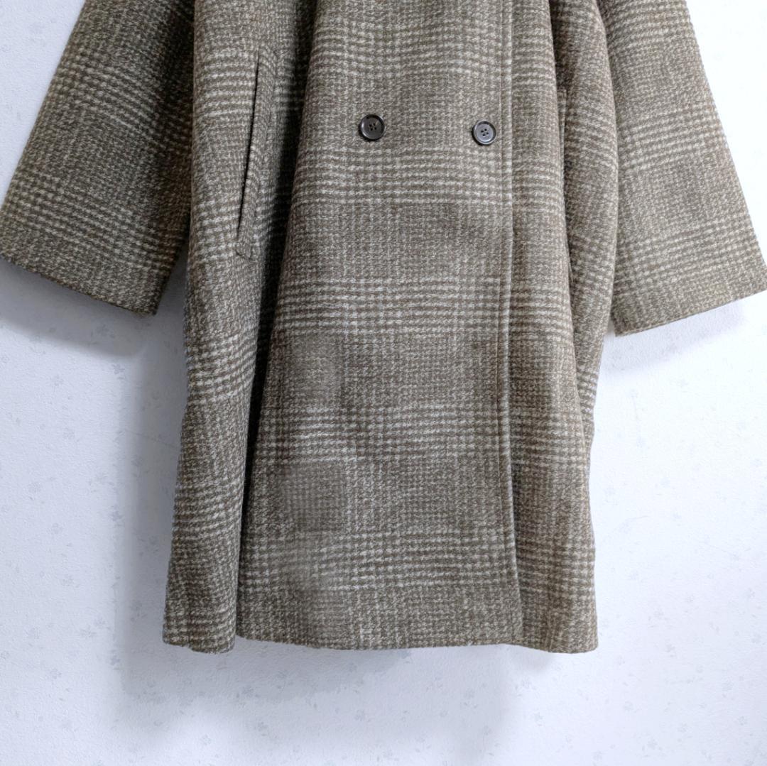 新品 Spick ＆ Span Wスライバーノーカラーチェックポンチョコート