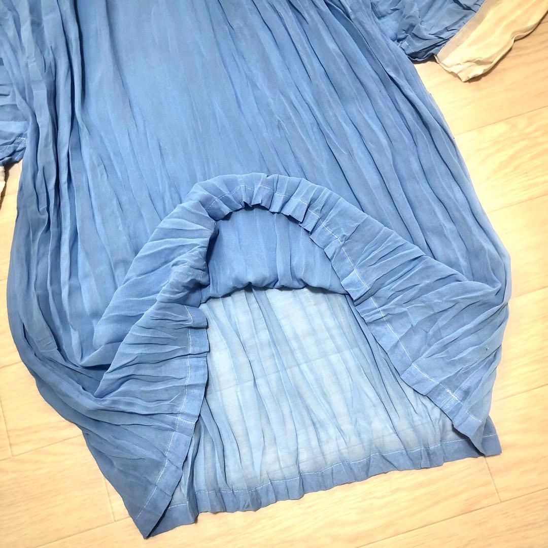 トリココムデギャルソン プリーツ加工ワンピース シフォンジョーゼット