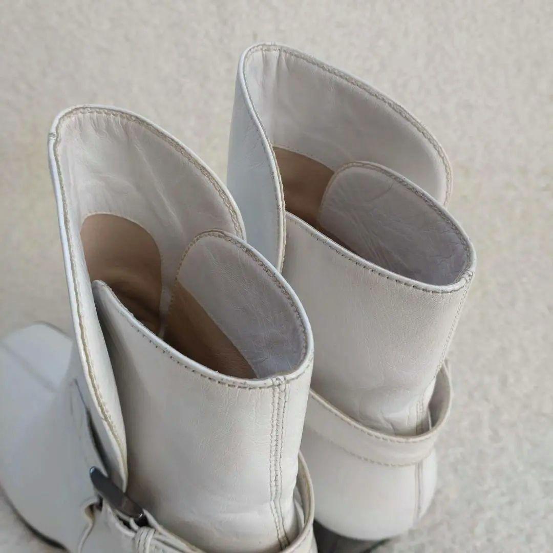 CHANEL ショートブーツ スクエアトゥ CC ココマーク 白 23～23.5