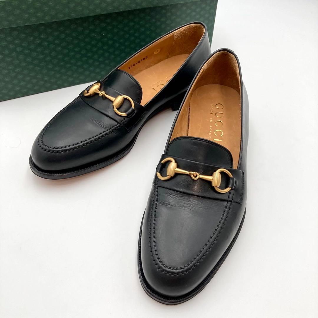 アラビアート✨ GUCCI ローファー 革靴 ホースビット 黒 レザー 7 靴を変えておしゃれをアップデート！この秋はグッチのホースビット