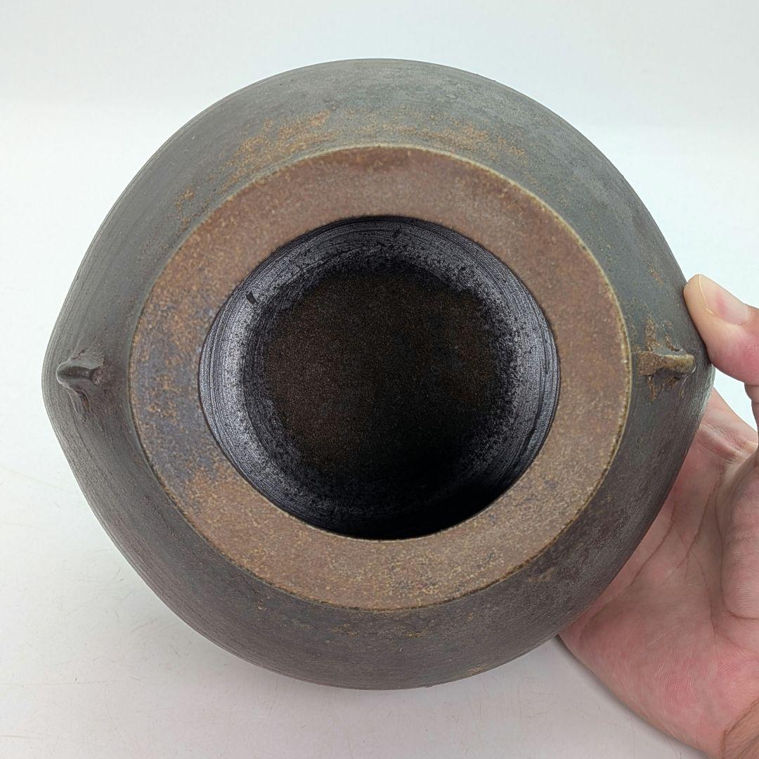 備前市無形文化財 柴岡信義 備前焼 壷 共箱共布栞 壺 つぼ 花器 花瓶