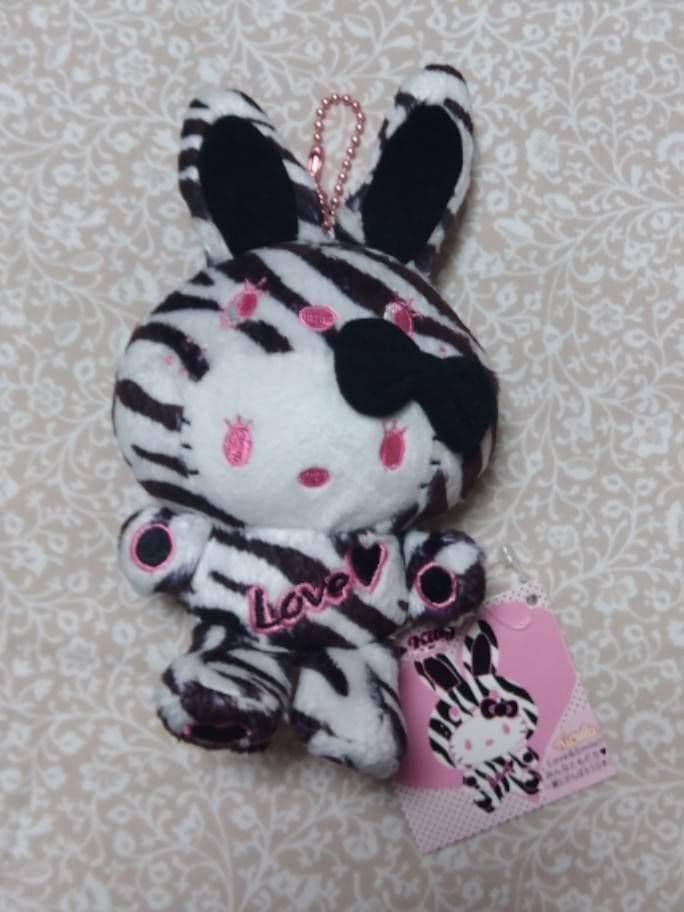 平成レトロ☆ハローキティ ゼブラ マスコット ぬいぐるみ 当時物