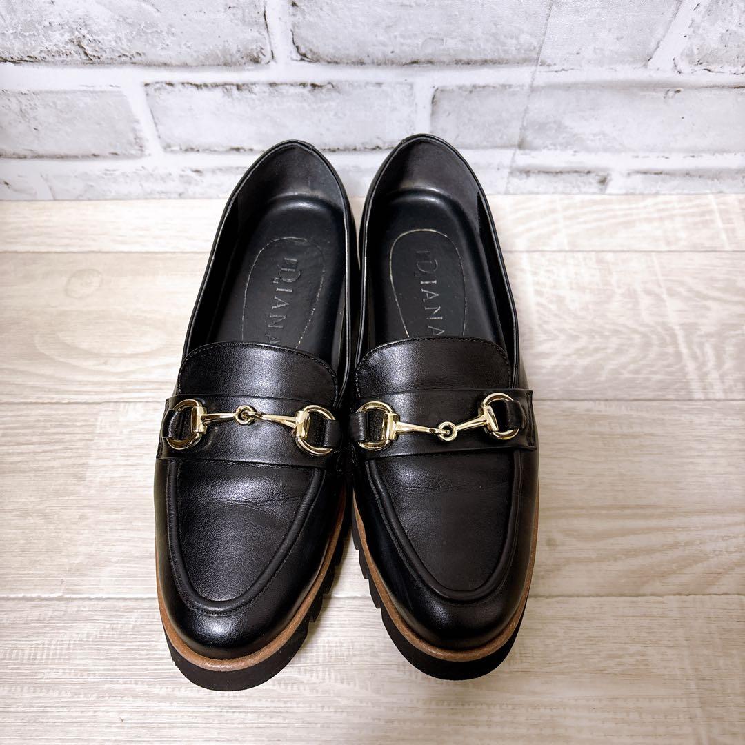 DIANA】 ダイアナ （23cm） ビットローファー 厚底 革靴 ブラック