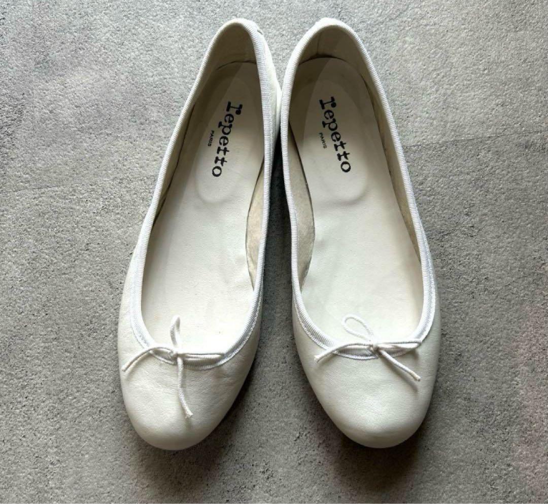 repetto レザー バレエシューズ ラウンドトゥ ホワイト 39.5 repetto（レペット） バレエシューズ パンプス repetto / Zizi レザー