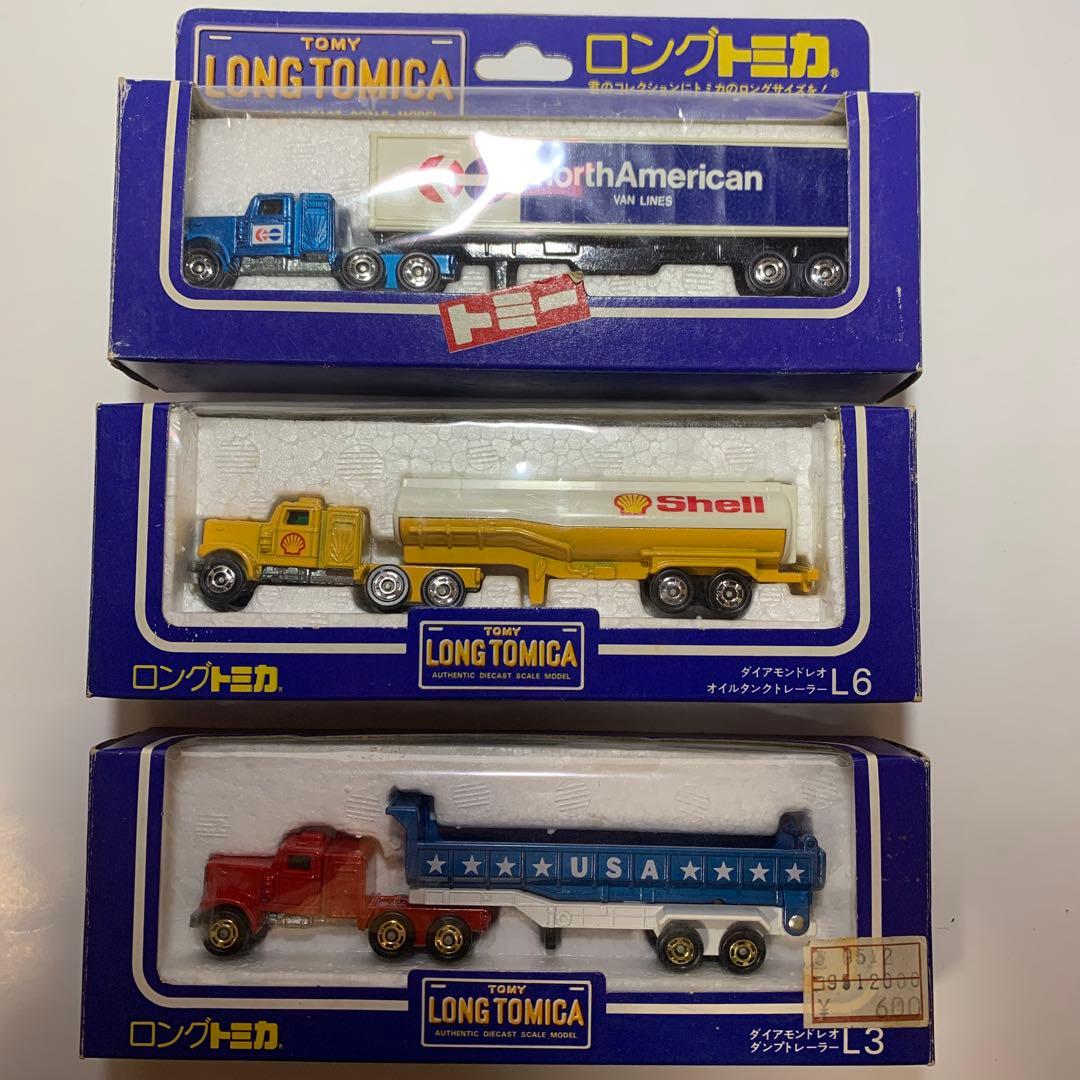 日本製ロングトミカ　ダイアモンドレオ　タンク　ダンプ　バントレーラー　3台セット トミカ 日本製 L3 ロングトミカ ダイヤモンドレオ ダンプトレーラー 箱