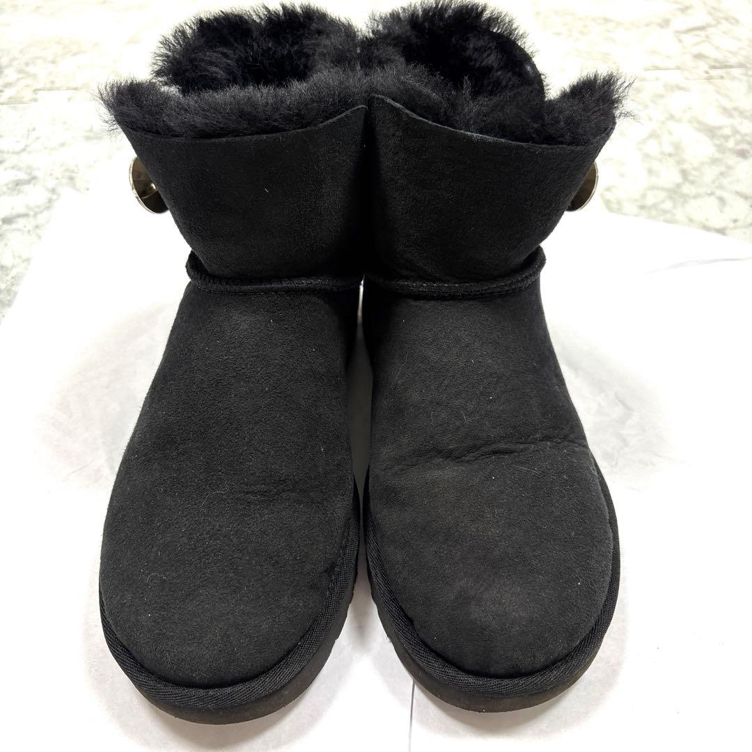 UGG ムートンブーツ ブラック ラインストーンビジュー ボタン付 24