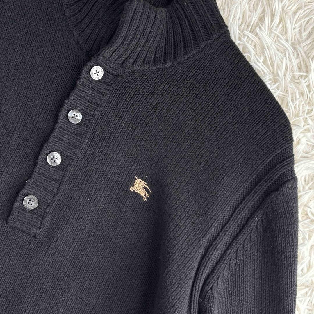 バーバリー ブラックレーベル ノバチェック ホースロゴ 刺繍 ニット 黒