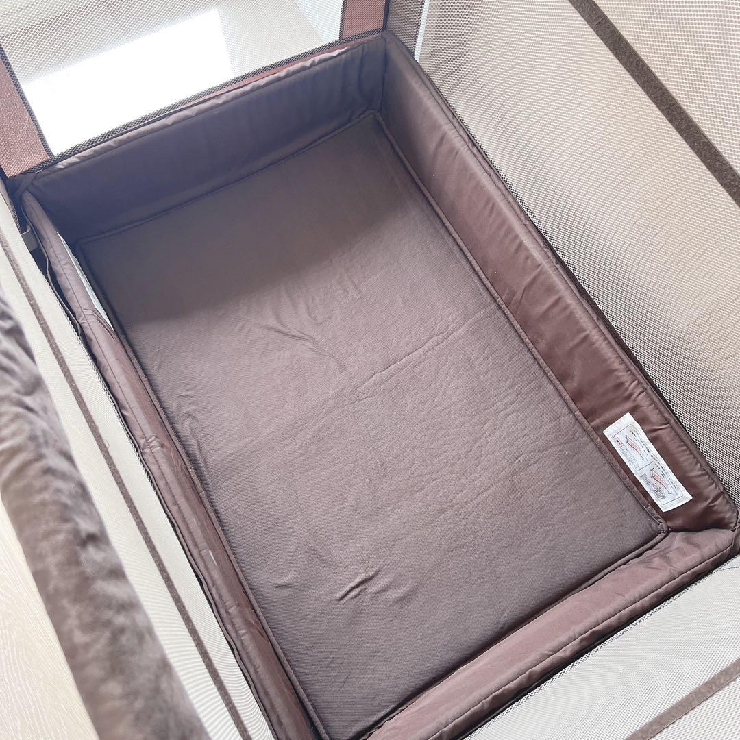 Aprica ココネルエアープラス ベビーベッド ブラウン 洗えるマット付