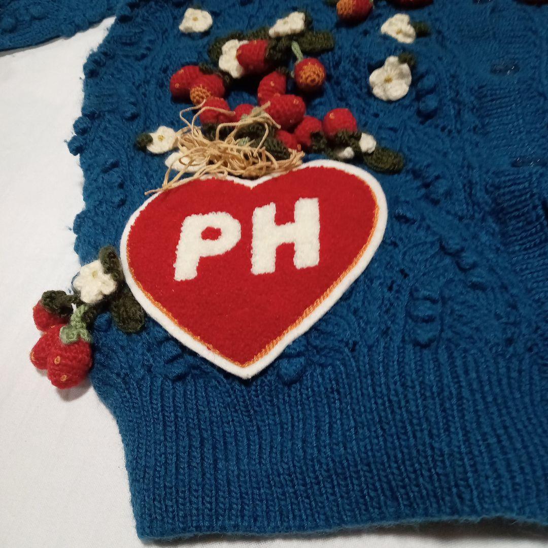 s*o様 ピンクハウス ニットカーディガン いちご・ハートモチーフ付き