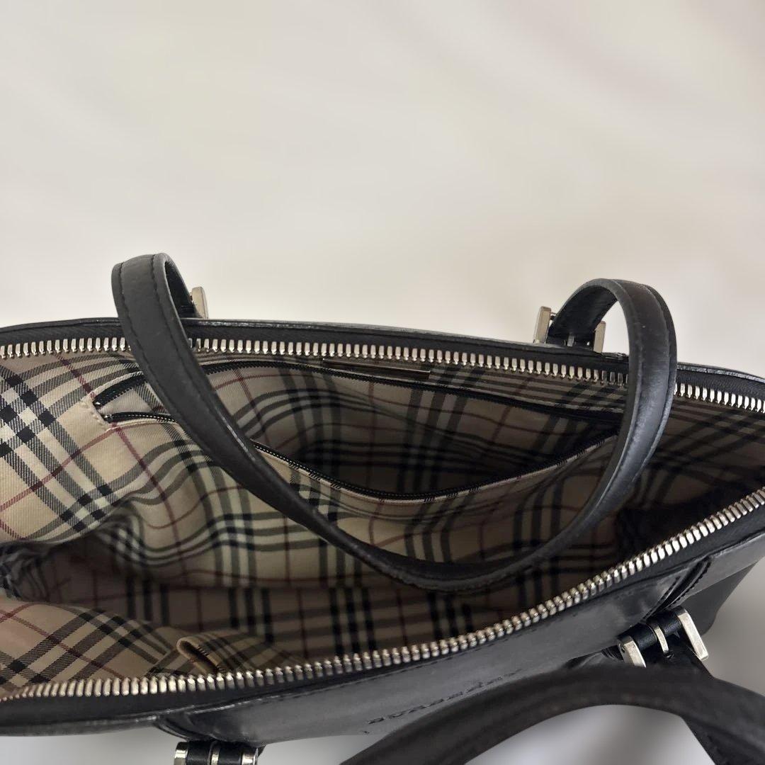 BURBERRY レザー ハンドバッグ バーバリー 革 黒 - メルカリ
