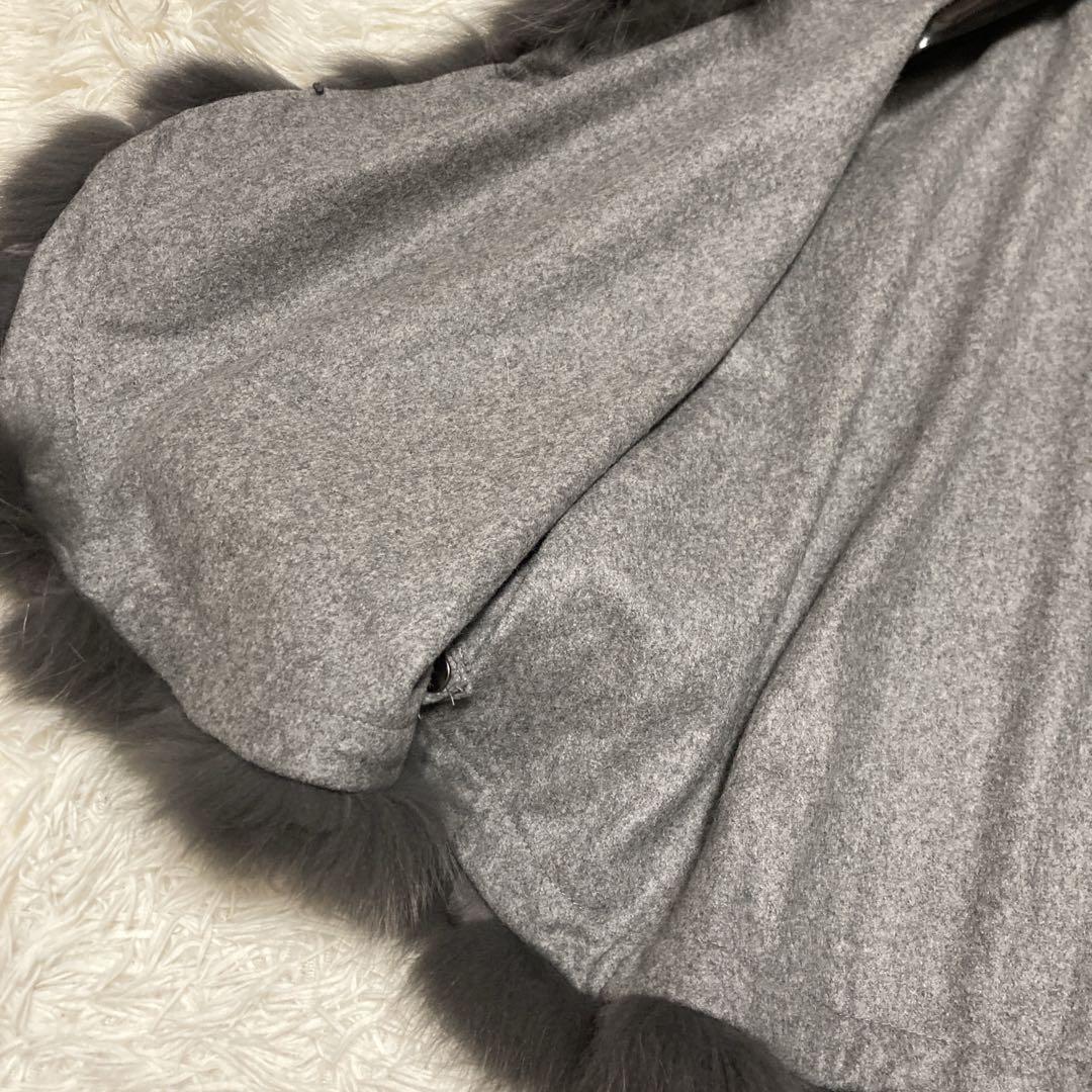 極美品サガファー ケープコート ポンチョ カシミヤ100% ブルー