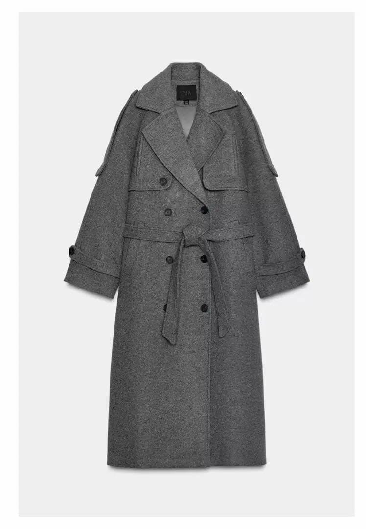 ZARA ダブルブレストコート ベルトとループ付き　M ZARA ダブルブレストコート ベルトとループ付き M｜Yahoo!フリマ（旧