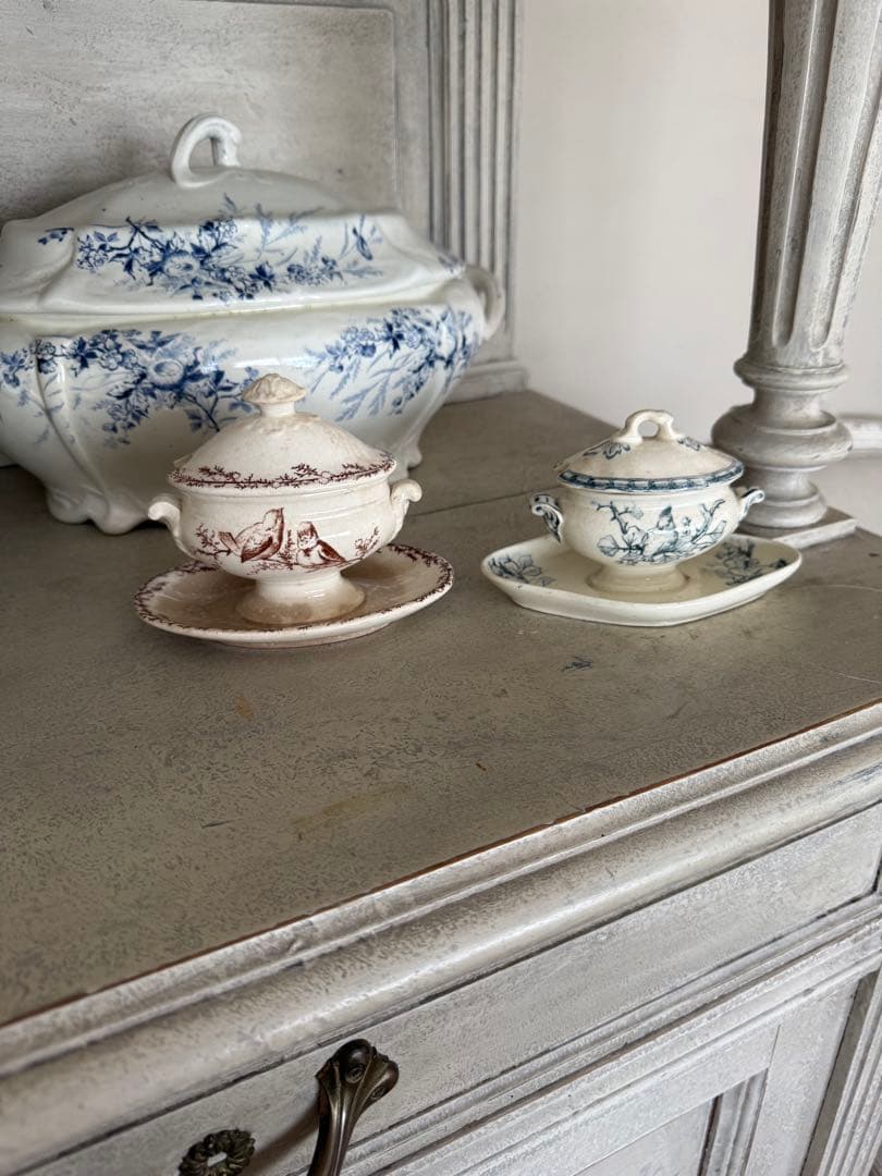 フランスアンティーククレイユモントローSYLVAミモザシリーズ小鳥柄