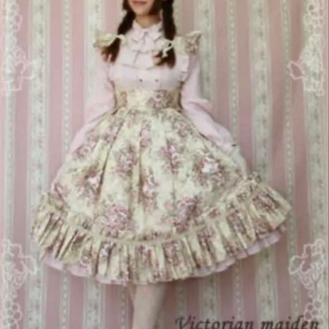 クラシカルブーケエプロンフリルドレス ミスティベージュ