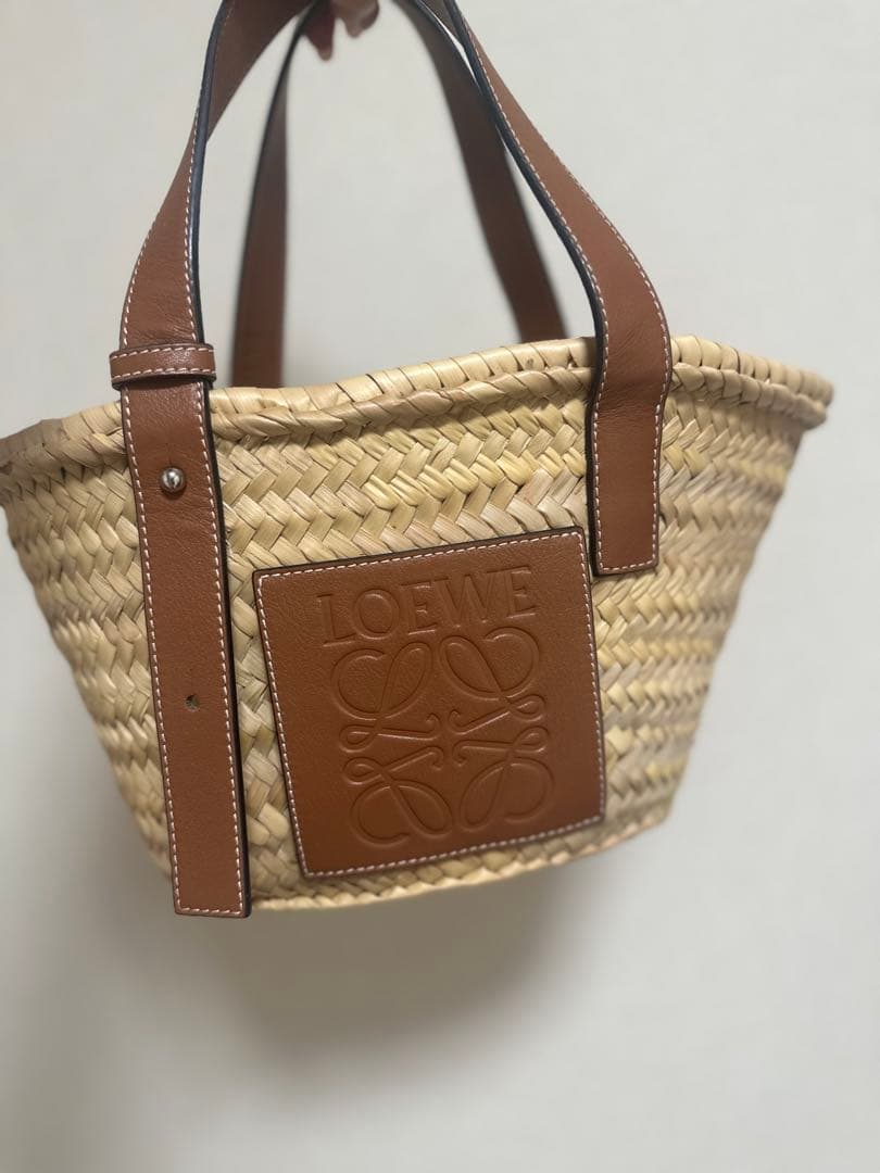 LOEWE かごバッグ スモール LOEWE】ロエベ バスケットバッグ スモール ラフィア&カーフ (LOEWE