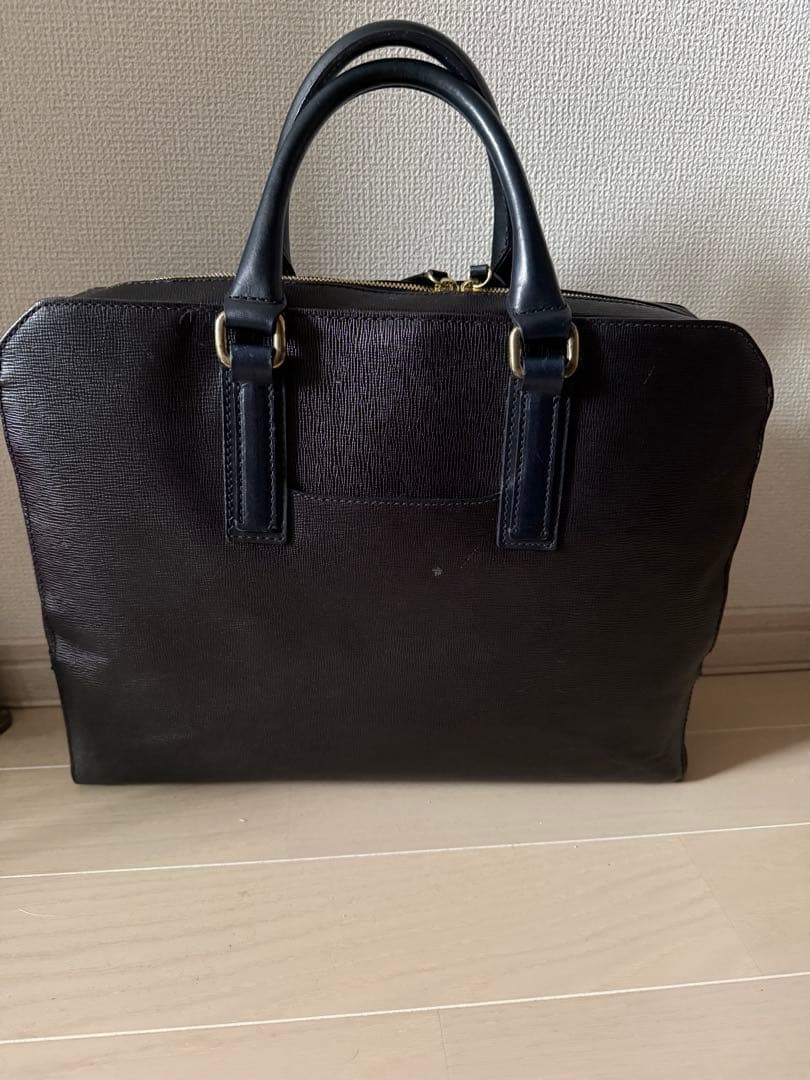 genten レザーブリーフケース ネイビー MacBook 13収納可 - メルカリ