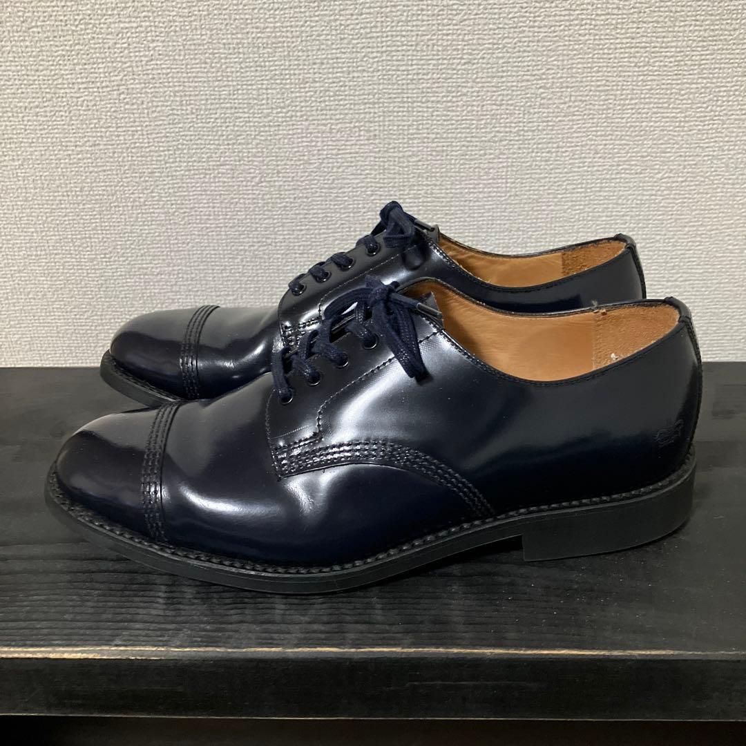 SANDERSサンダースUK6美品ミリタリーダービーシューズネイビー1128A