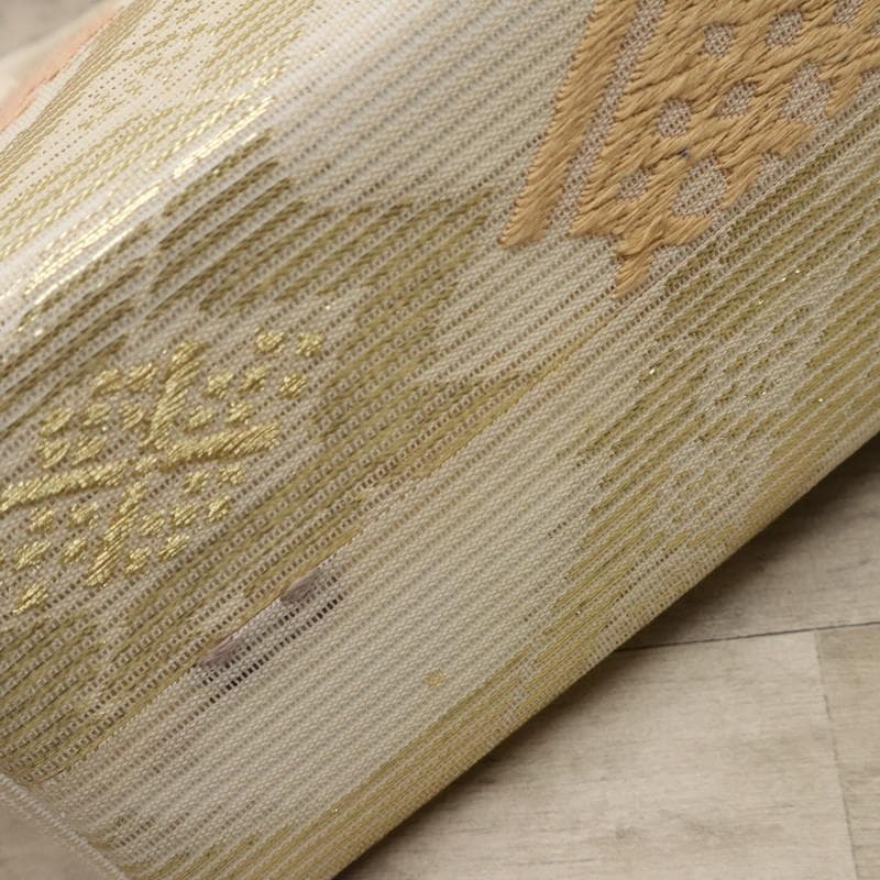 《和装バッグ◆利休バッグ■ベージュ系■有栖川と鹿刺繍＊着物♪和装Z7-20》