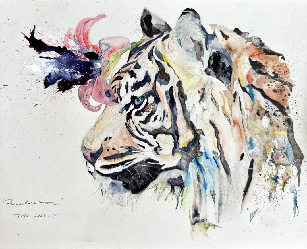 な*な様 虎 トラ 猫 残響 ムラサキ 原画 1点物 (2024年11月) な*な様 虎 トラ 猫 残響 ムラサキ 原画 1点物 (2024年11月) な*な様