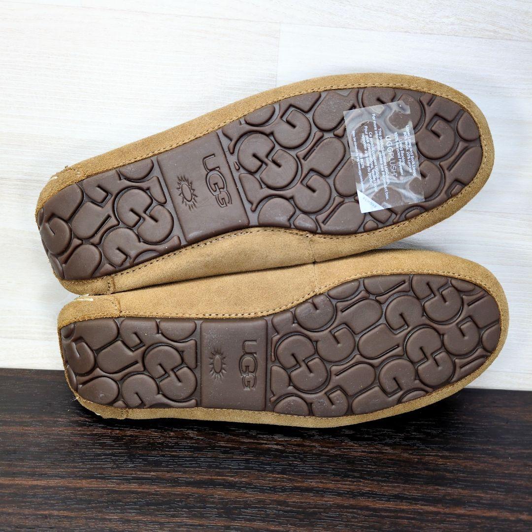 UGG 25.0cm ブラウン スエード モカシン ボア 秋冬 S557
