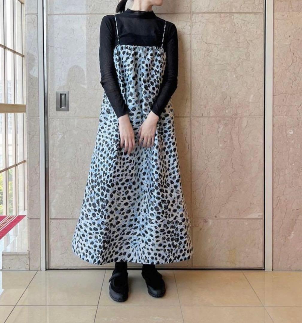 新品】GANNI ガニー レオパード ジャガード ロングワンピース 36