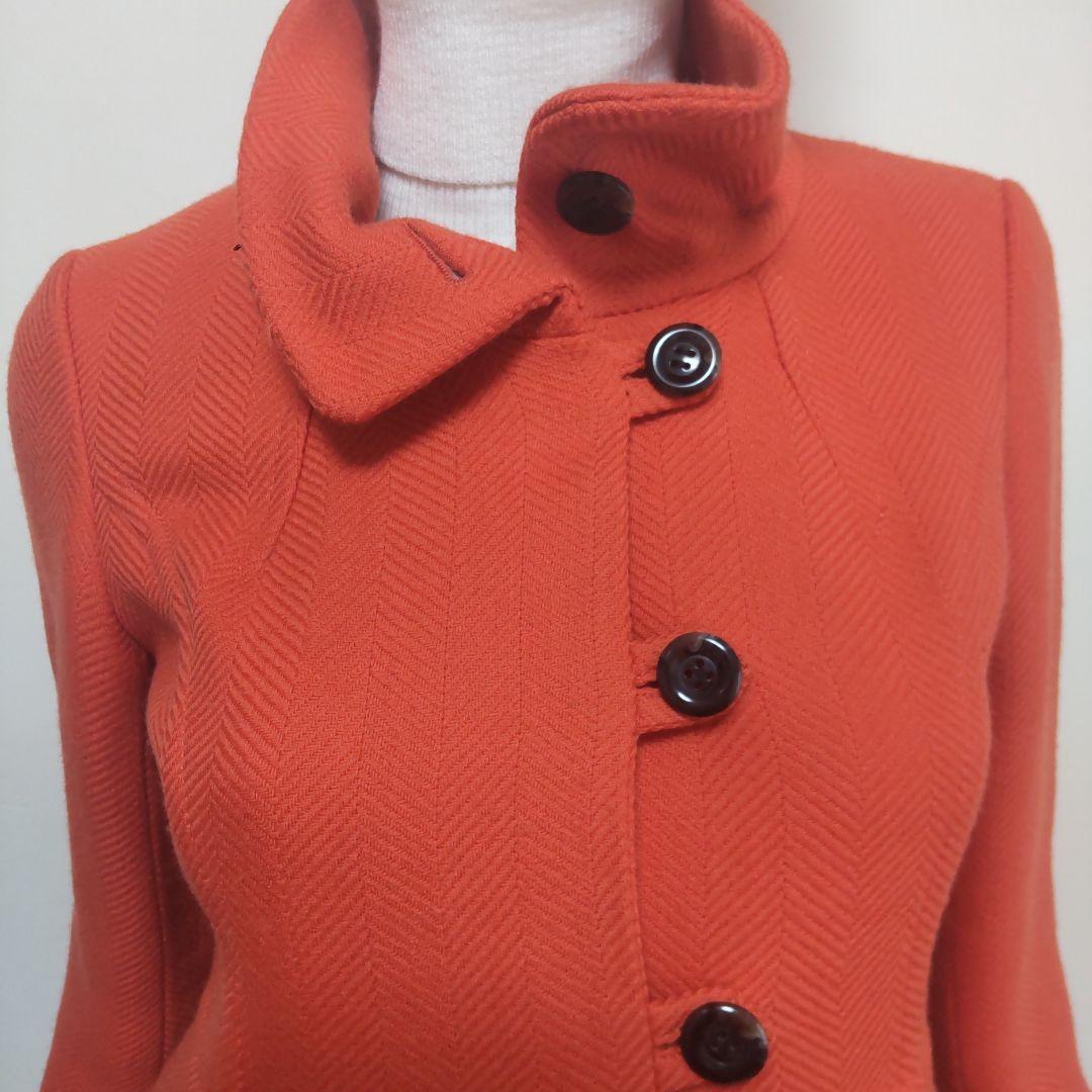 オレンジ ウールコート スタンドカラー38号 パシオーネ 美品 - メルカリ
