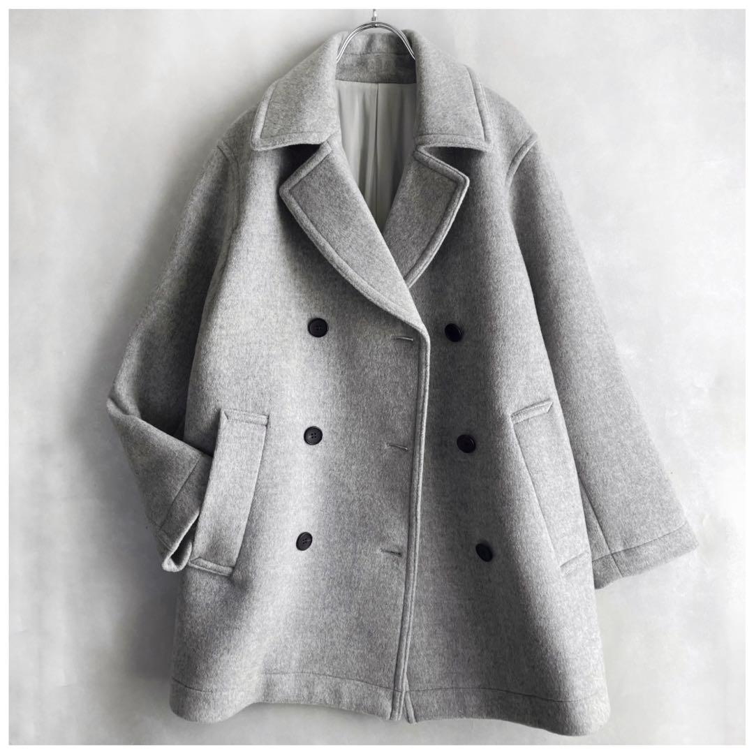 極美品✨シップスプライマリー　23AW 6.1万　毛100% Pコート36 シップス SHIPS 《追加》【WEB限定】 〈手洗い可能〉ウール ライク