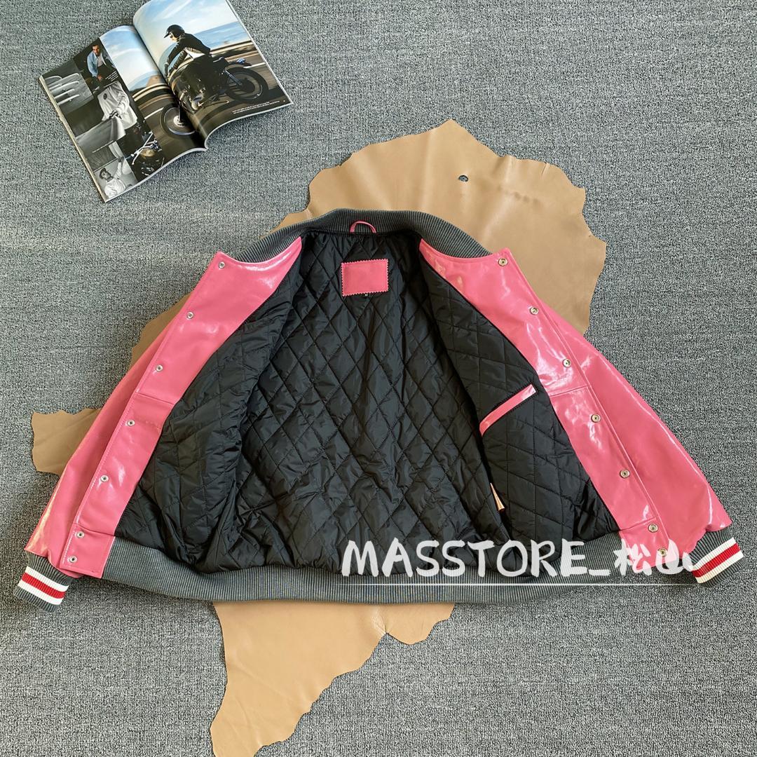 男女兼用 スタジャン 牛革 本革 レザージャケット刺繍 中綿ストリートM