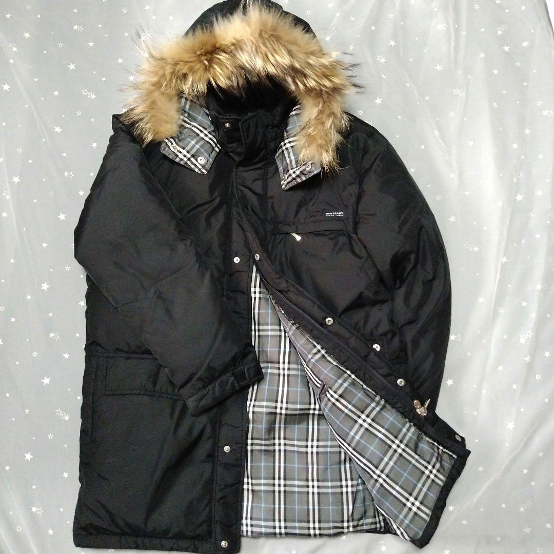 バーバリーブラックレーベル ダウンジャケット 裏地ノバチェック 黒 M