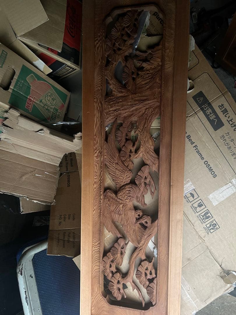 欄間 彫刻 昭和レトロ 2枚セット アンティーク 古民家 伝統工芸品