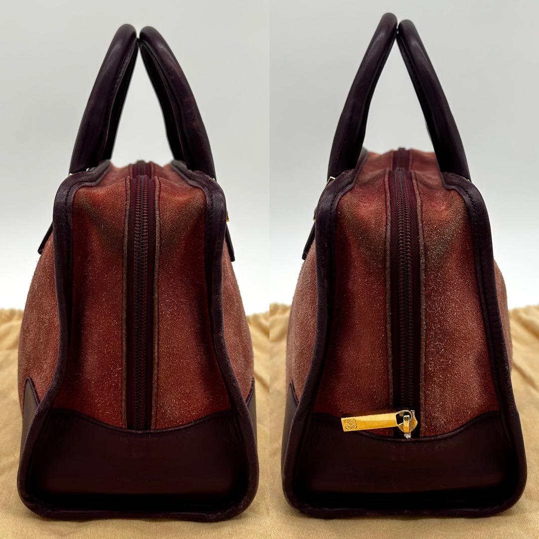 美品】ロエベ アマソナ 28 ハンドバッグ アナグラム スエード ワイン