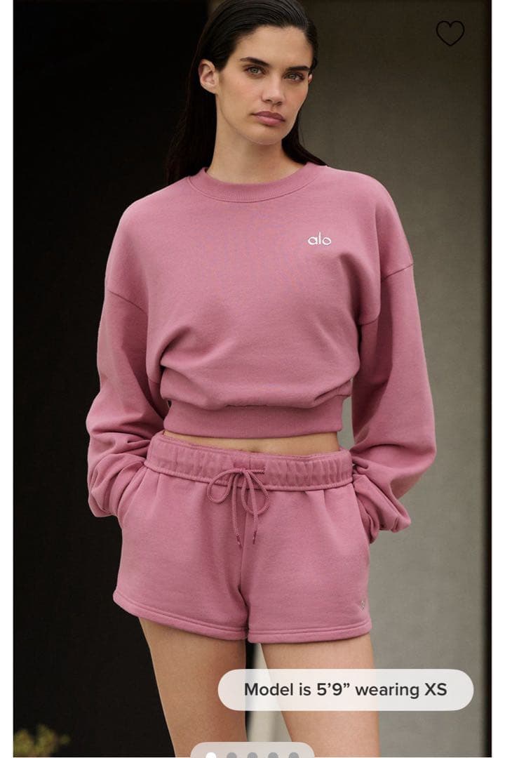 alo yogaピンク クロップドスウェット S - トップス在庫 処分