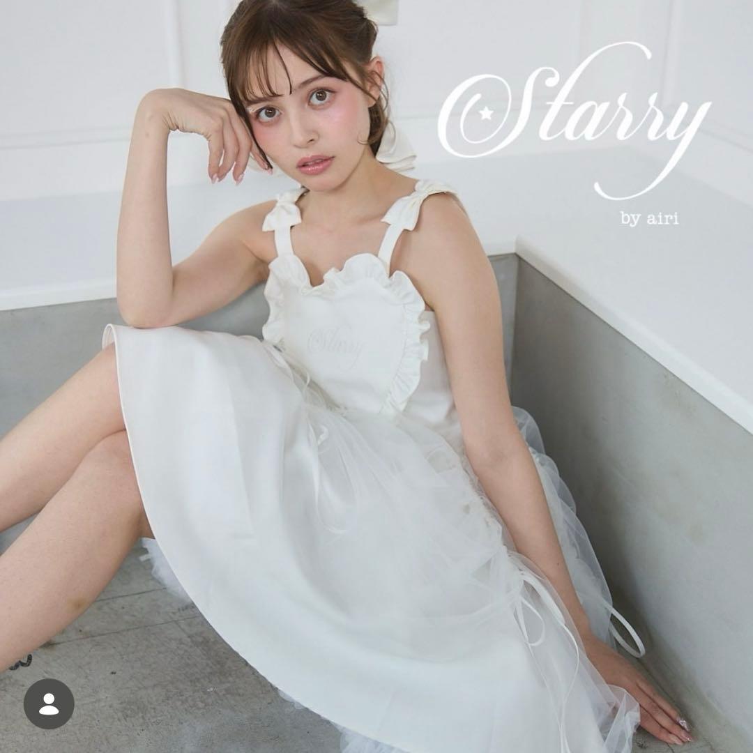 lilLilly airi×starry ホイップエプロンワンピース ホワイト