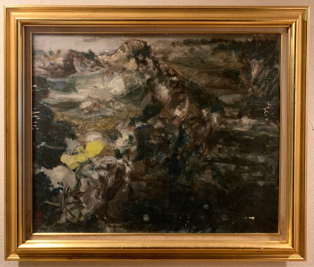 絵画菊地正則「赤いバラ」 油彩画真作額付き額装ゴージャスF8 美品