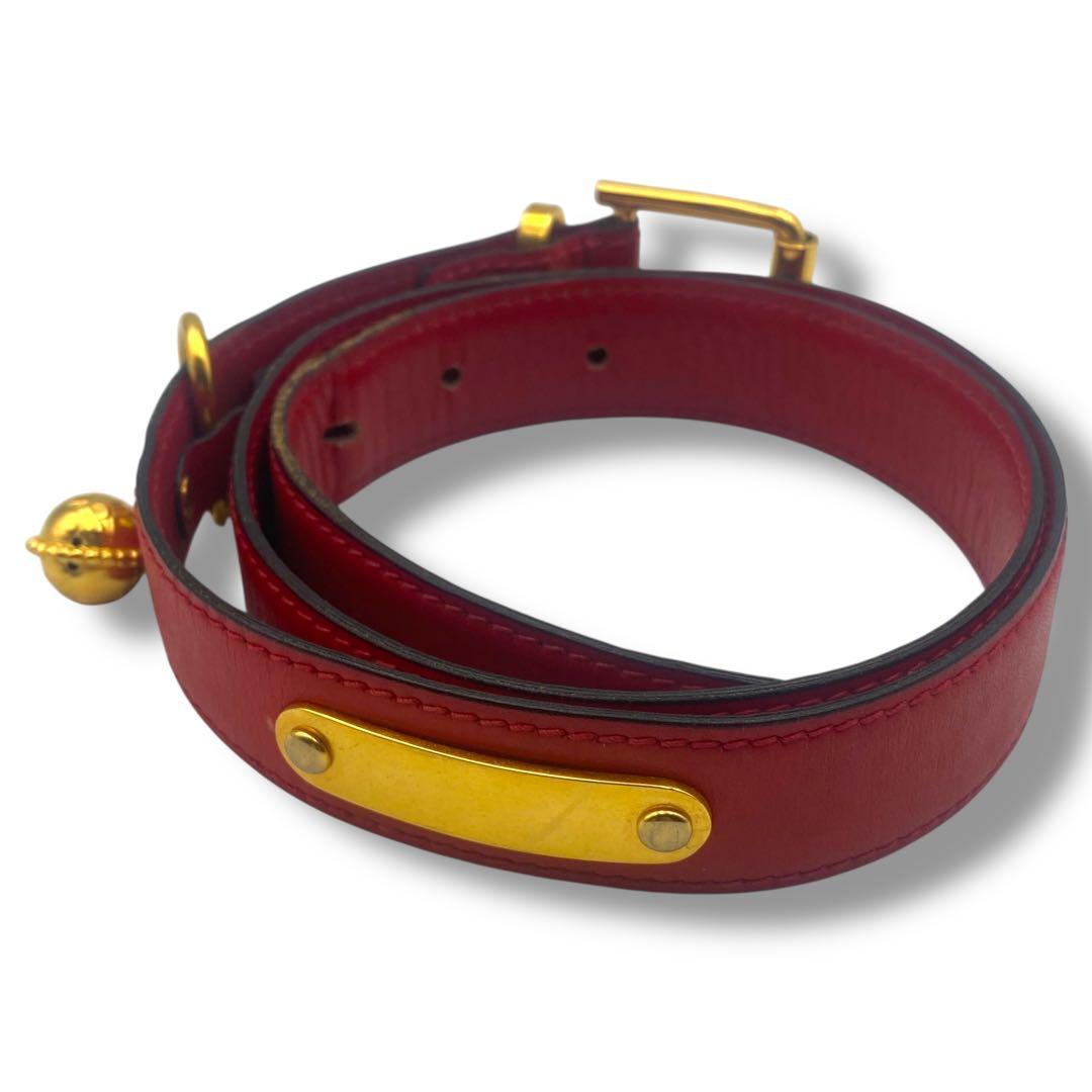 美品 CELINE セリーヌ ベルト レザー イタリア製 ゴールド金具 レッド