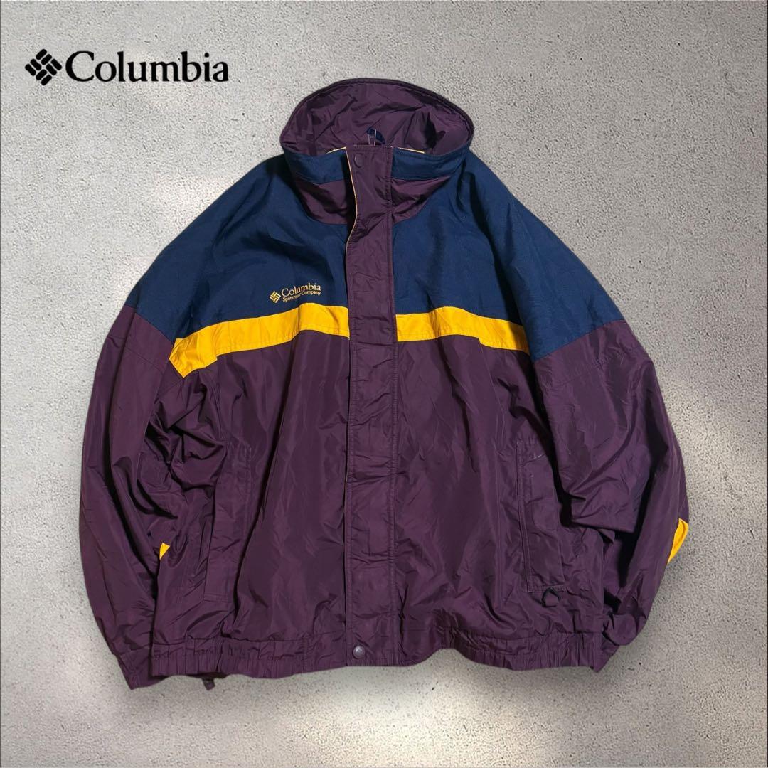 【I53】90s ColumbiaナイロンジャケットXLクレイジーカラー Columbia（コロンビア） 【50%OFF】古着 長袖 ナイロン ジャケット