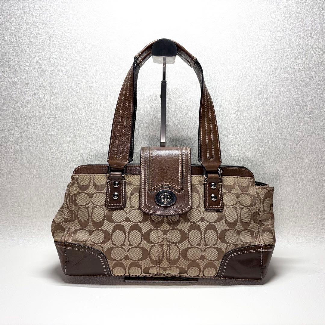 コーチ＊ワンショルダーバッグ キャンバス シグネチャー ブラウン