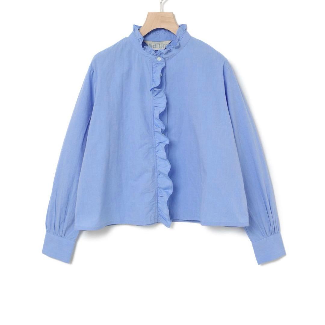 最終値下【MidiUmi】フリルショートシャツ　サックスブルー MidiUmi フリルショートシャツ｜ MARcourt ONLINE STORE - マーコート