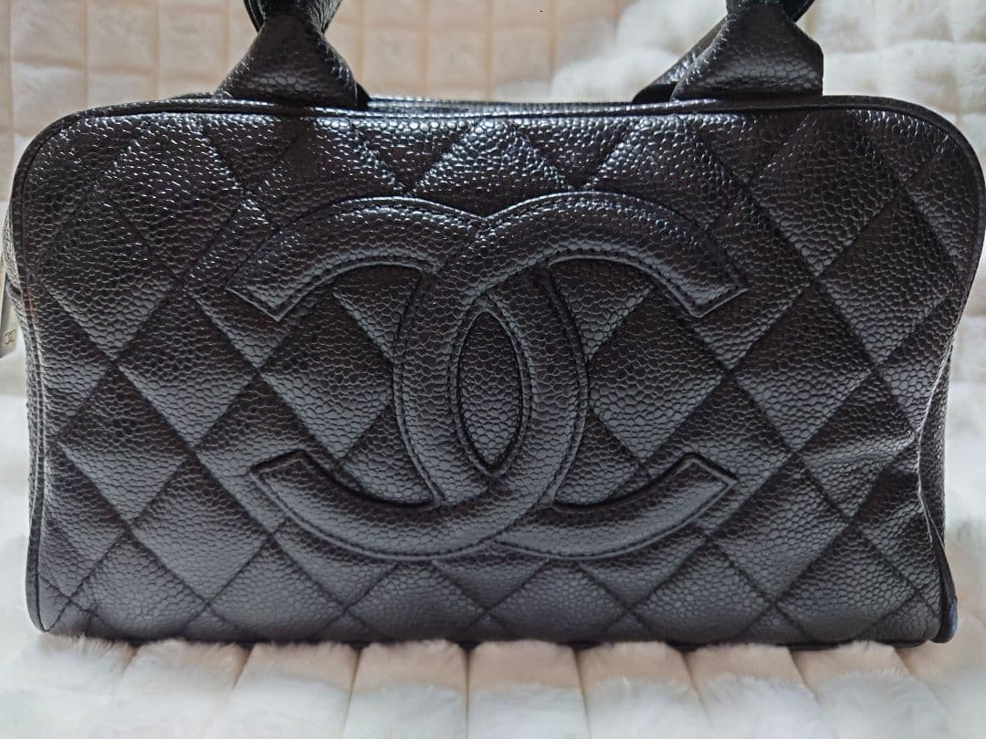 CHANEL ノベルティ キャビアスキンボストンバッグ希少 - メルカリ
