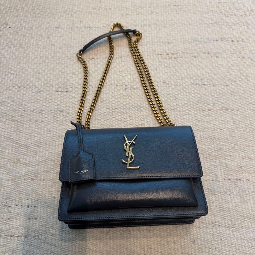 YSL ブラックレザー ショルダーバッグ Yves Saint Laurent（イヴ・サンローラン） ニキ ミディアム 2WAY YSL