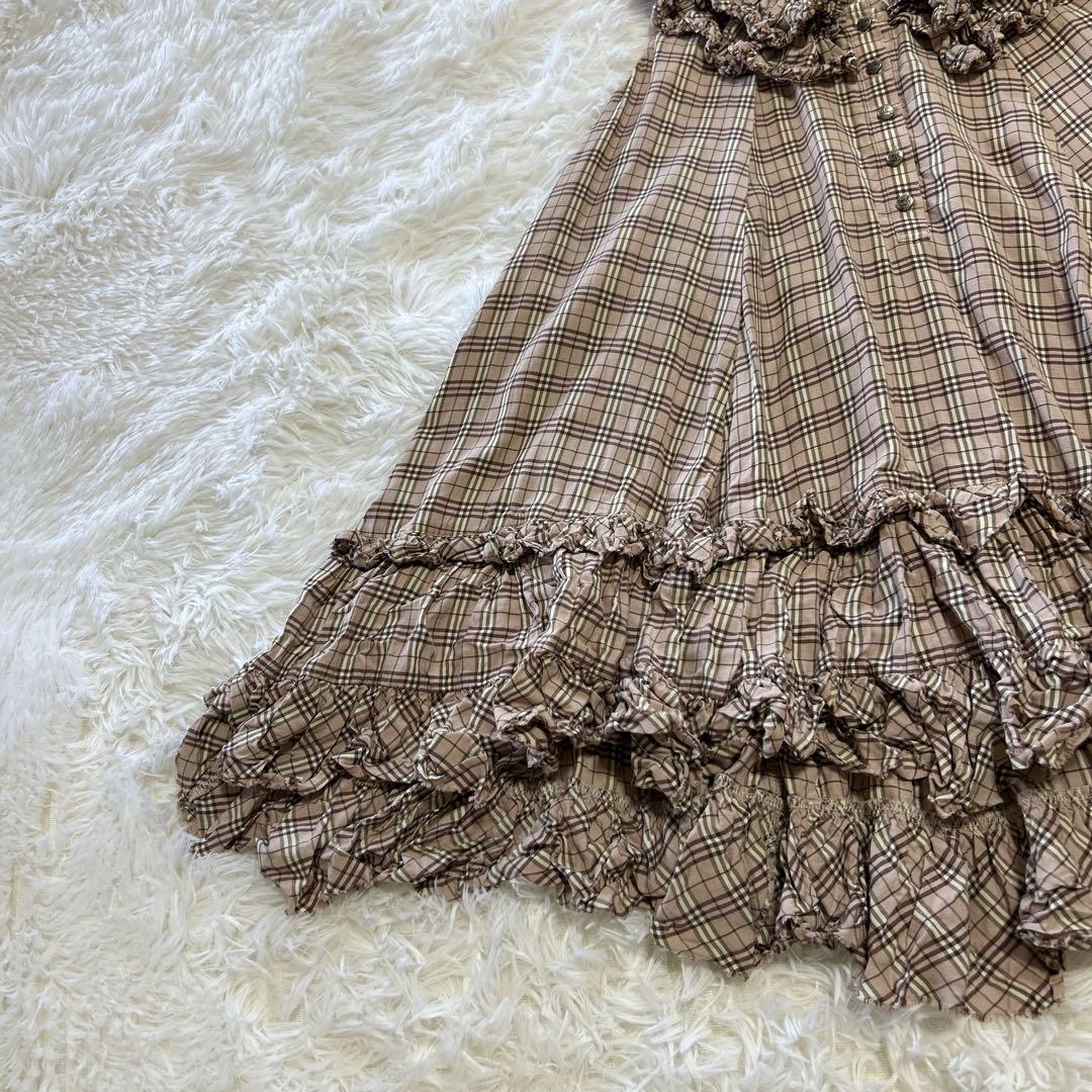 バーバリーブルーレーベル ノバチェック フリルチュニックワンピース