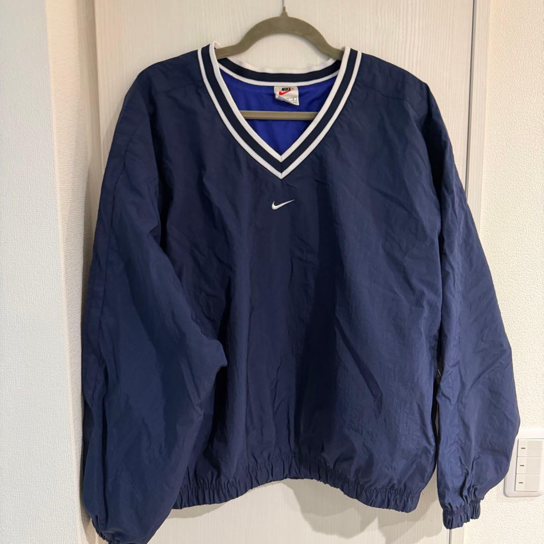 2254M【希少L】ナイキ☆90s銀タグ ワンポイント刺繍ロゴ プルオーバー